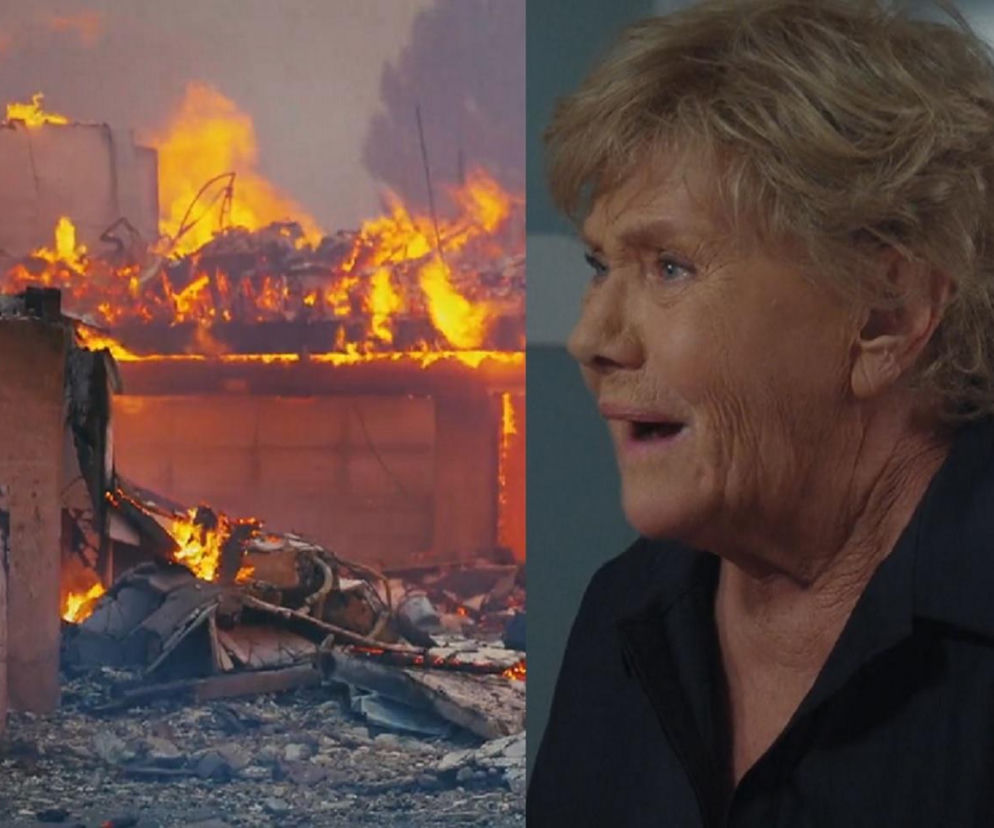 Płonący dom Franki i Pawła w Grabinie po tragicznym pożarze obok zmartwionej Barbary Mostowiak, która domyśla się sprawcy. O pożarze i serialu M jak miłość możesz przeczytać na portalu Super Seriale.