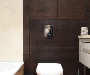 Elegancka zabudowa nad stelażem wc