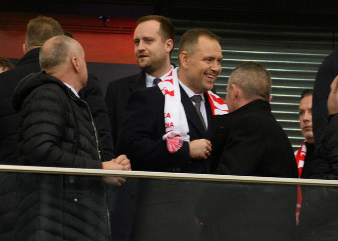 Karol Nawrocki na meczu Polska - Holandia