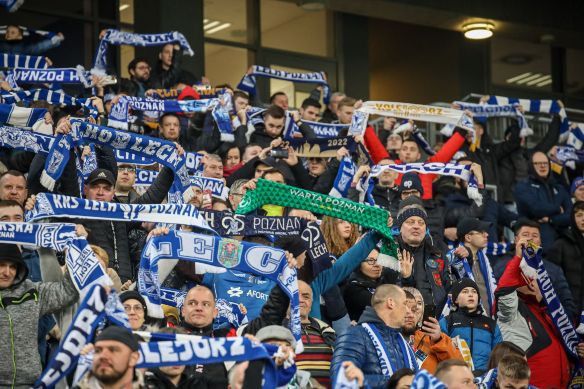 Kibice na meczu Lech Poznań - Warta Poznań