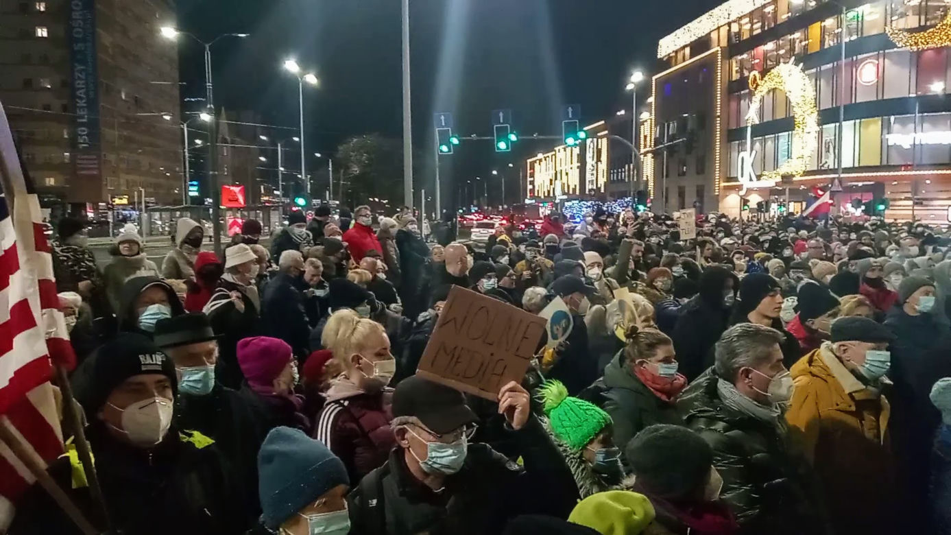 Protest "Wolne media" w Szczecinie