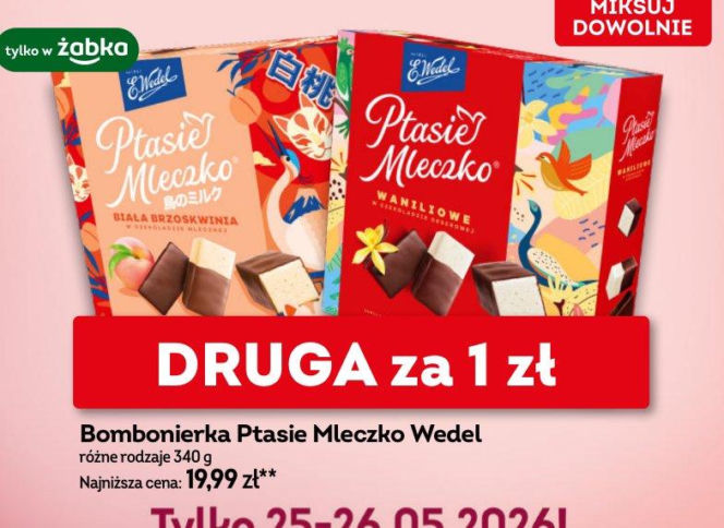 Bombonierka Ptasie Mleczko Wedel, różne rodzaje 340 g