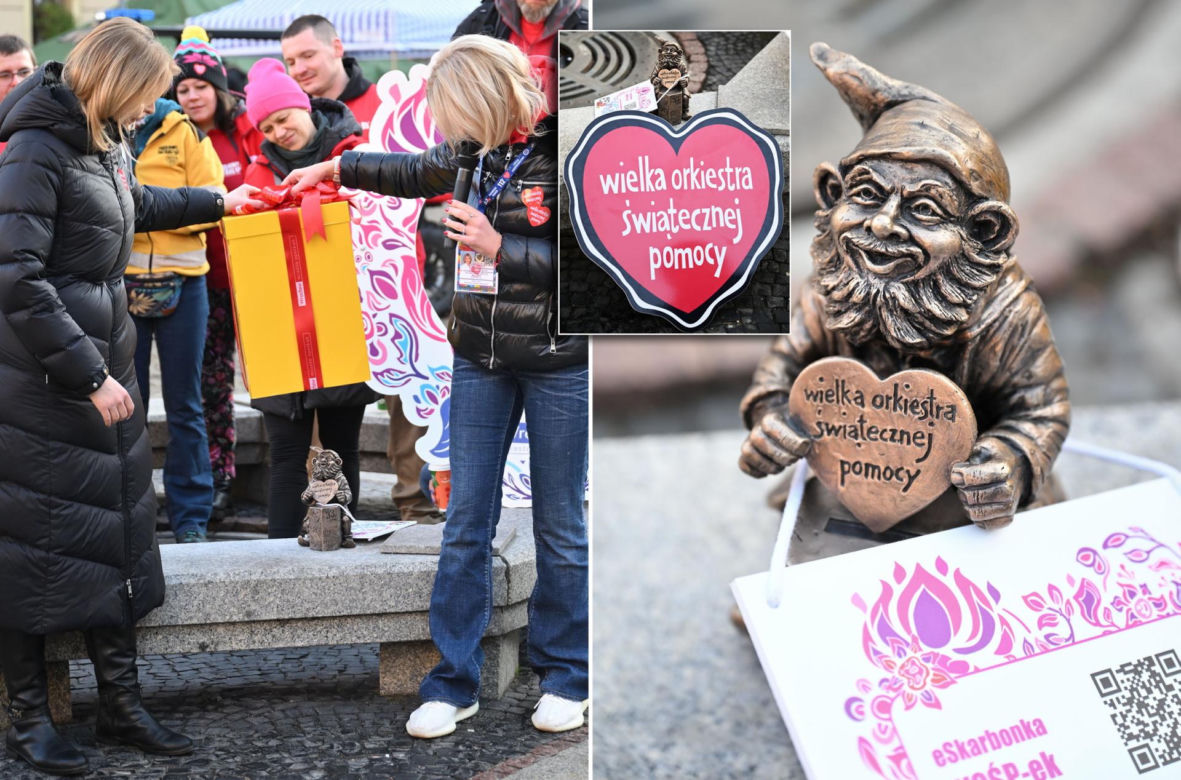 Wrocław. Wiceprezydent miasta Renata Granowska odsłania nowego krasnala - WOŚPKA