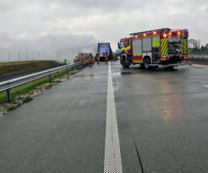 pożar naczepy ciężarówki na A2 Polaki