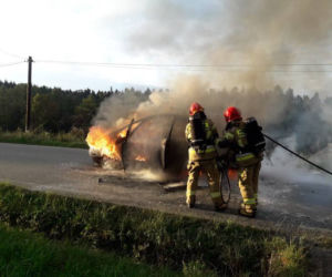 Citroen zamienił się w słup ognia! Przyczyna pożaru jest nieustalona
