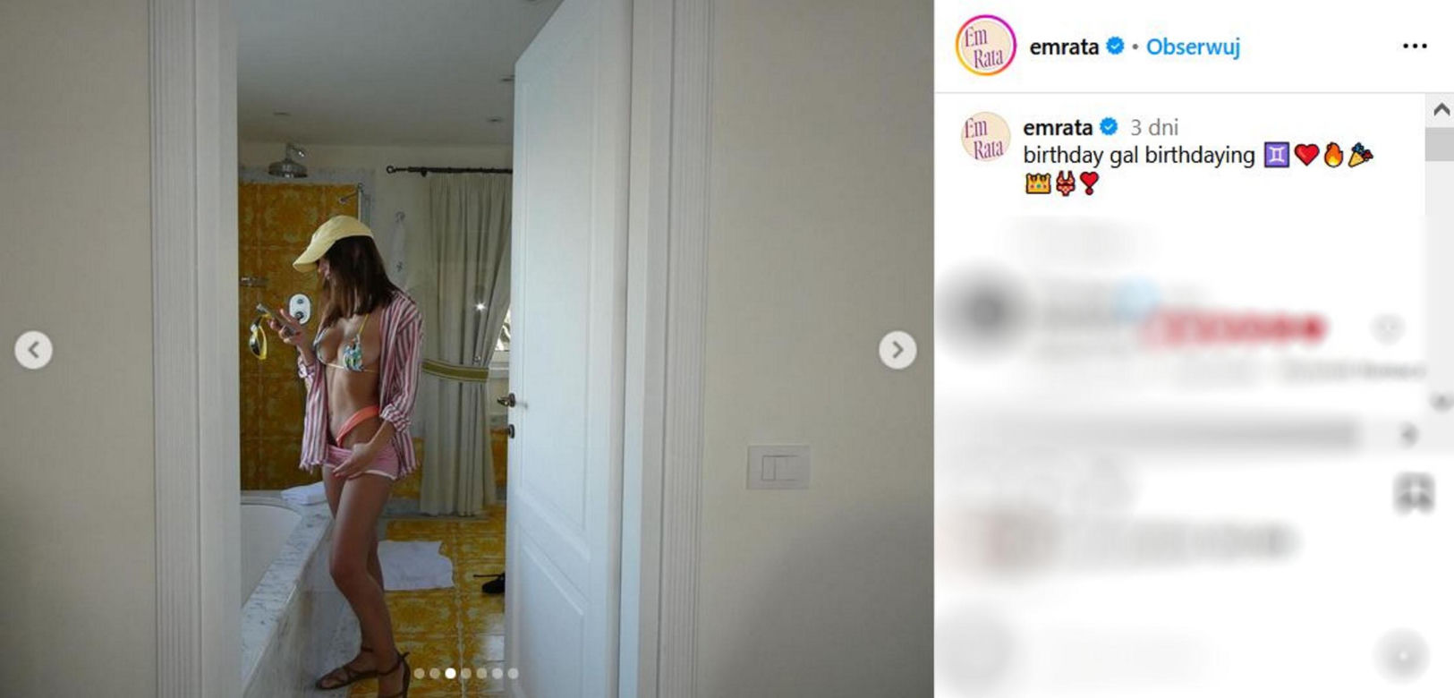 Szokujące zdjęcia Emily Ratajkowski. Polka pozuje w łazience ze spuszczonymi spodenkami. Tak świętuje urodziny