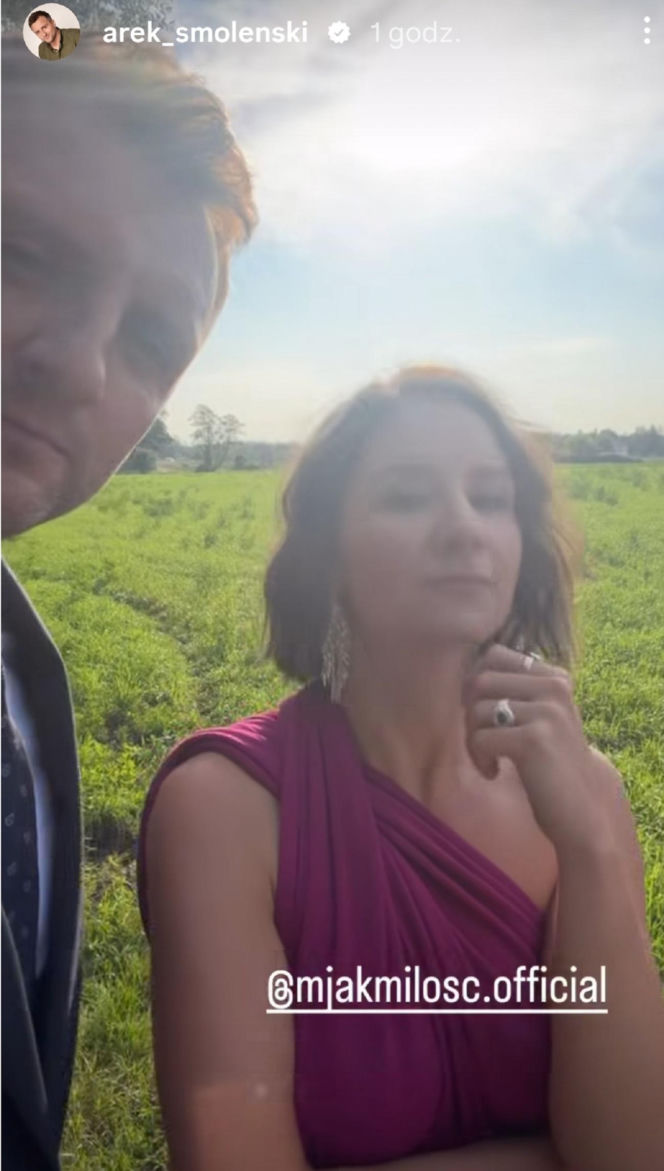 M jak miłość nowy sezon. Bartek (Arkadiusz Smoleński), Agnes (Amanda Mincewicz) na planie