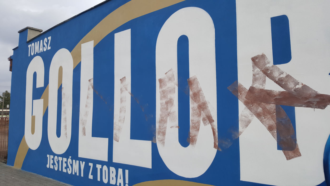 Ktoś zniszczył mural Tomasza Golloba w Bydgoszczy