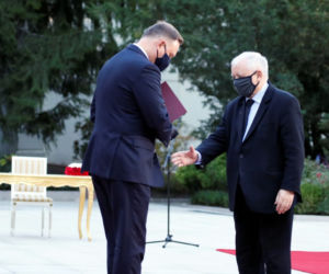 Jarosław Kaczyński podczas zaprzysiężenia nowego rządu