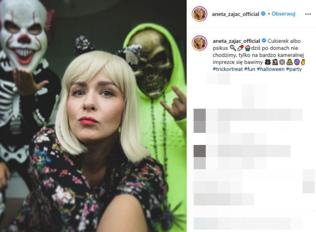 Aneta Zając z synami na Halloween