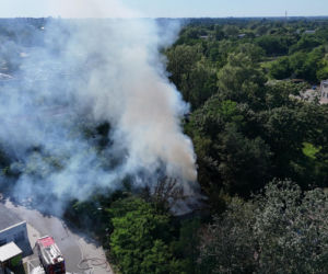 Pożar budynku przy ul. Marywilskiej