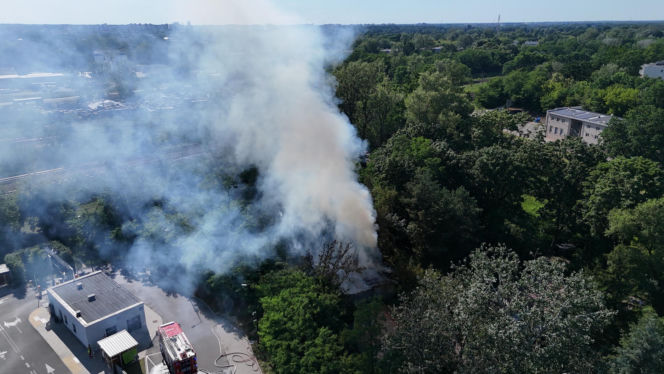 Pożar budynku przy ul. Marywilskiej