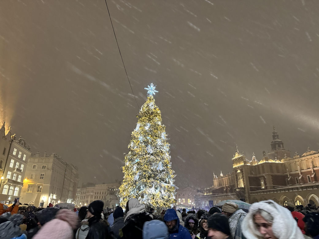 Choinka rozbłysła na Rynku Głównym. Tak wygląda Kraków w zimowej scenerii! 
