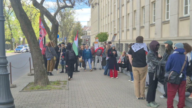 Protest pod ambasadą Izraela w Warszawie (30.04.2026)