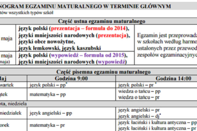 Matura 2017 - terminy egzaminów