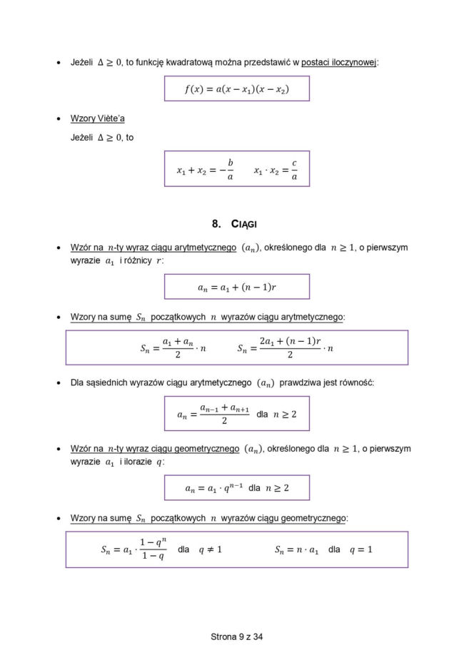 wzory matematyczne matura 2026