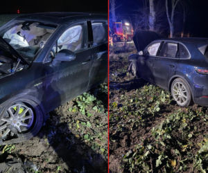 Szaleństwo w Porsche zakończone w polu! Młody kierowca cudem uniknął tragedii