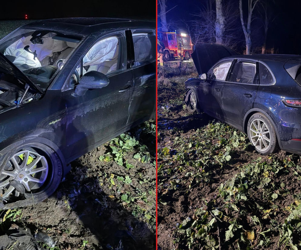 Szaleństwo w Porsche zakończone w polu! Młody kierowca cudem uniknął tragedii