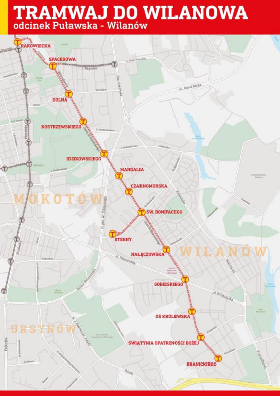 Warszawa. Ruszają prace nad odnogą trawmaju do Wilanowa. Nitka na Stegny ma powstać w rok