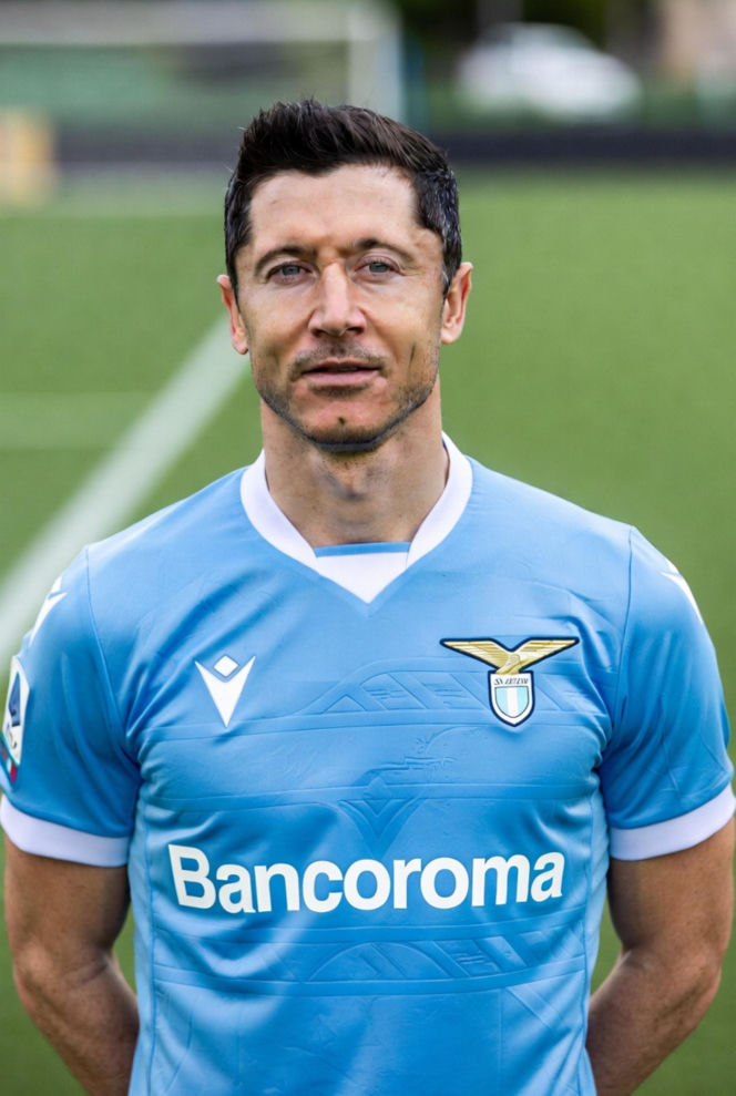 Robert Lewandowski w koszulkach różnych klubów