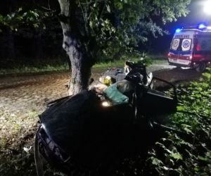 Tragiczny wypadek pod Braniewem. Audi wbiło się w drzewo. Nie żyje 19-latek [ZDJĘCIA]