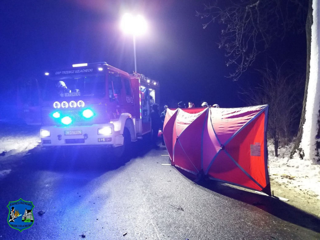 Śmiertelny wypadek Trzebczu Szlacheckim. Nie żyje 37-letni kierowca, który nie miał prawa jazdy