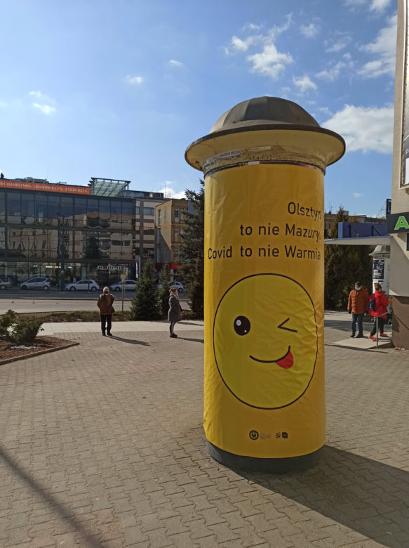 Nietypowe plakaty na ulicach Olsztyna: "Olsztyn to nie Mazury. Covid to nie Warmia" [ZDJĘCIA]