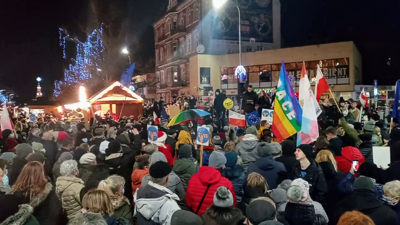 Protest "Wolne media" w Szczecinie
