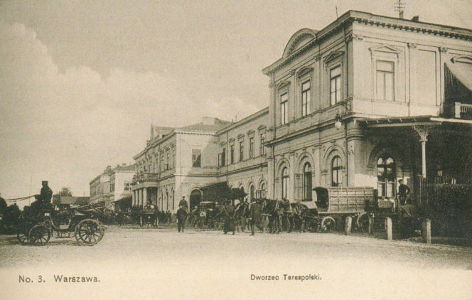 Dworzec Terespolski w Warszawie w 1908 r., dzisiejsza ul. Kijowska 14a