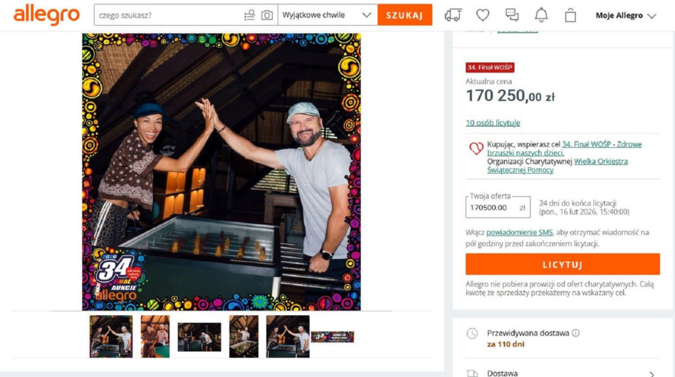 Omenaa Mensah i Rafał Brzoska ponownie z nietypową aukcją dla WOŚP. Licytacja już rozbiła bank!