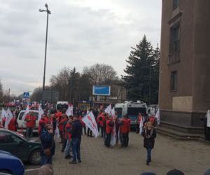 Protest hutników w Krakowie