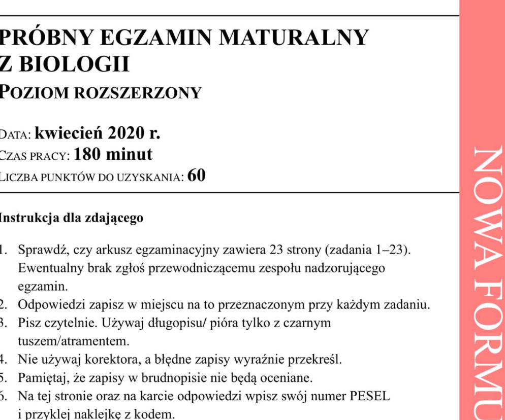 Matura próbna 2020 biologia