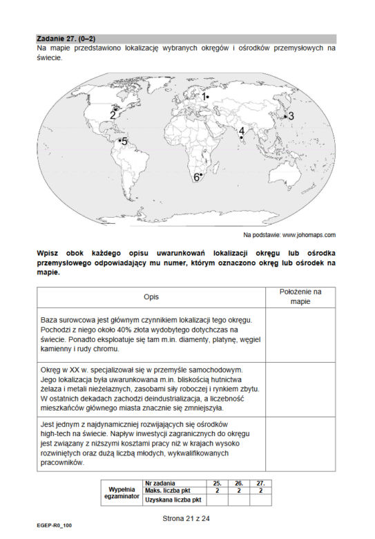 Matura geografia rozszerzona 2021 - arkusz CKE