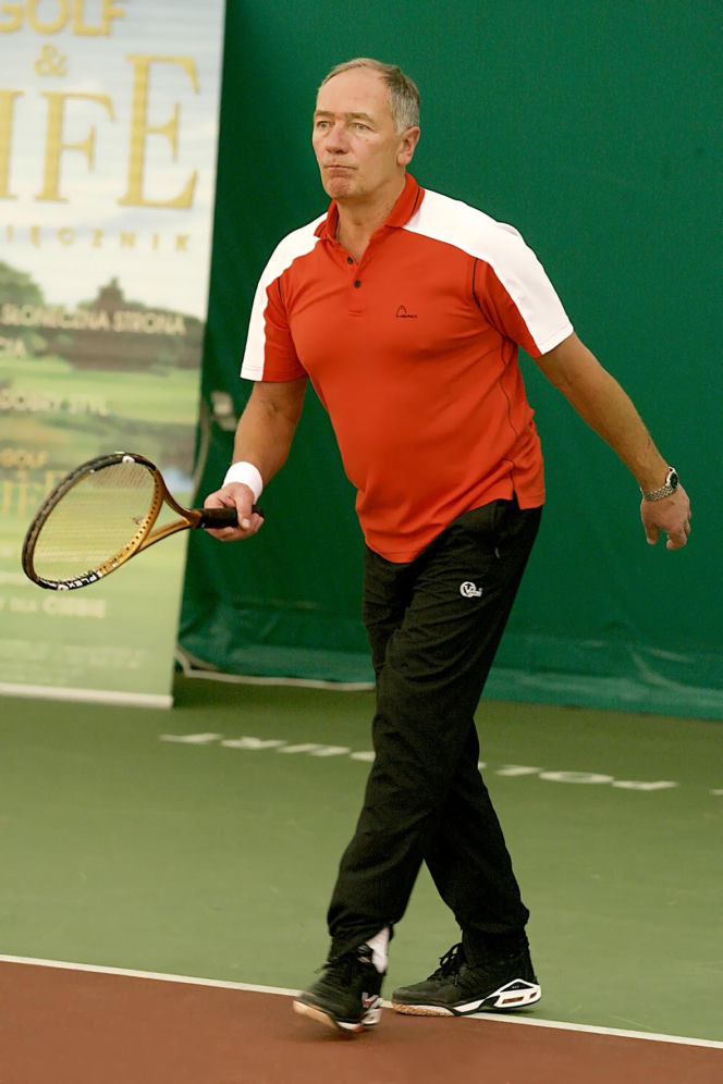 Karol Strasburger ćwiczy