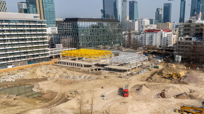 Budowa wieżowca AFI Tower w kompleksie Towarowa22