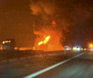 Łódzkie. Pożar samochodu ciężarowego na A2 [ZDJĘCIA].