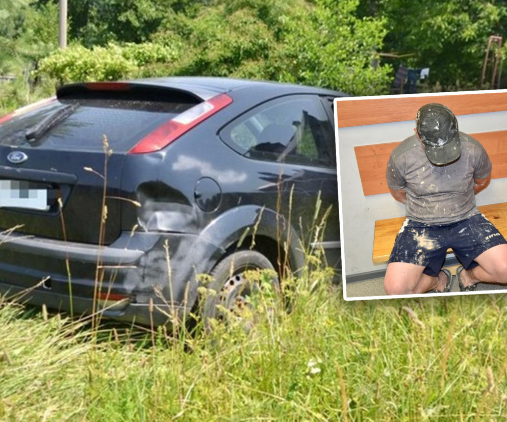 Wjechał w zarośla i udawał pieszego. Wcześniej prowadził pijany i na zakazie