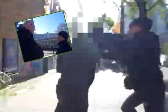 Pokazano nagranie z zatrzymania na Marszałkowskiej. Mężczyzna odepchnął policję i zaczął uciekać