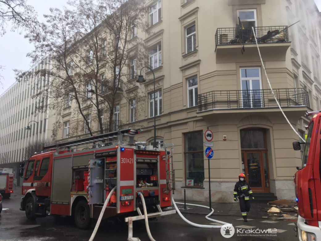 Pożar w Krakowie przy ul. Smoleńsk