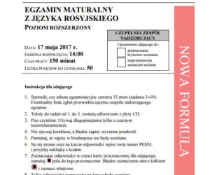 Matura 2017 język rosyjski poziom rozszerzony arkusze