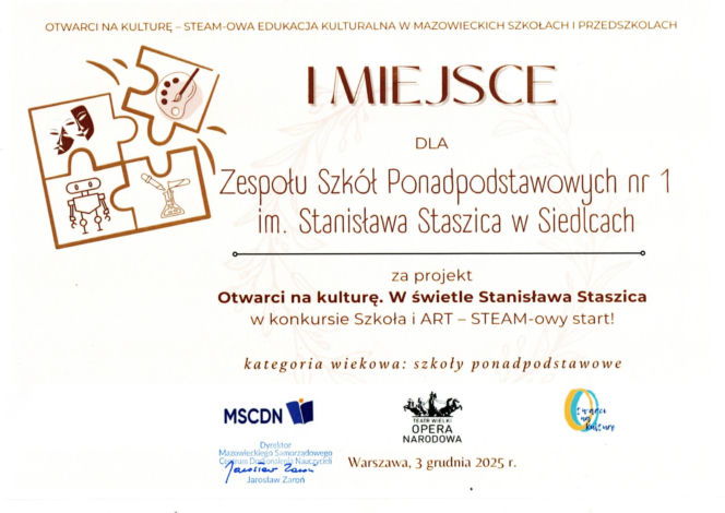 ZSP nr 1 w Siedlcach na pierwszym miejscu w wojewódzkim konkursie!