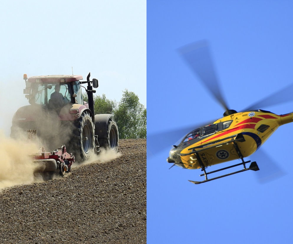 Kościan: Maszyna rolnicza WCIĄGNĘŁA rękę 13-latka! Z pola zabrał go helikopter LPR