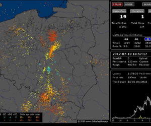 BURZE nad POLSKĄ 19.07.2012: NA ŻYWO - gdzie są i gdzie będą burze - MAPY, pogoda na czwartek, 19.07.2012
