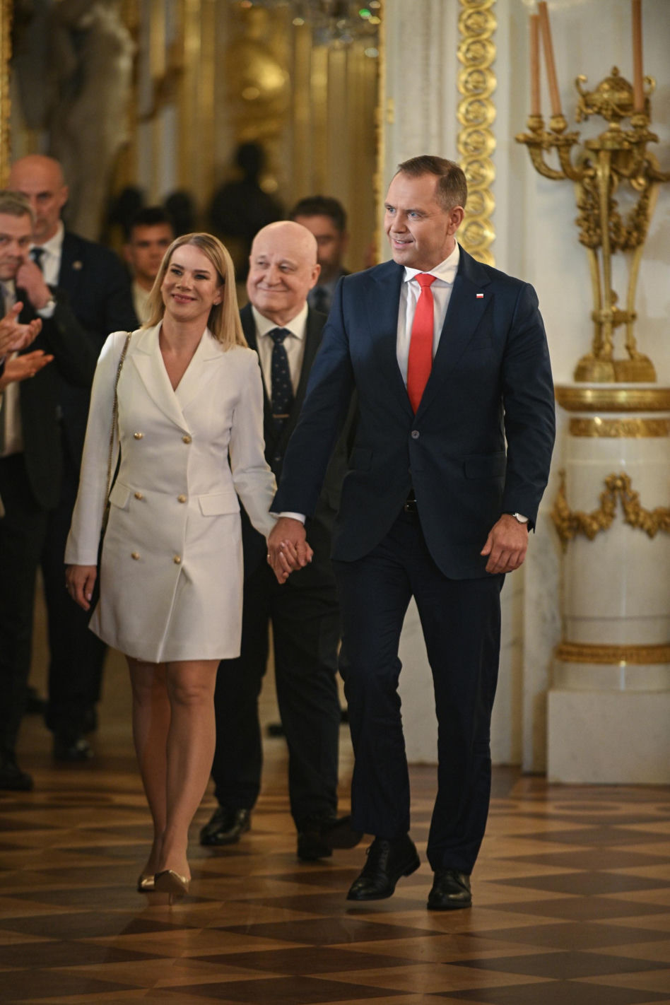  Marta Nawrocka w jasnej kreacji na Zamku Królewskim
