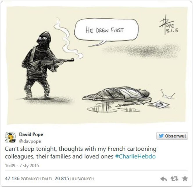  Atak terrorystyczny na Charlie Hebdo - rysunki satyryczne po ataku
