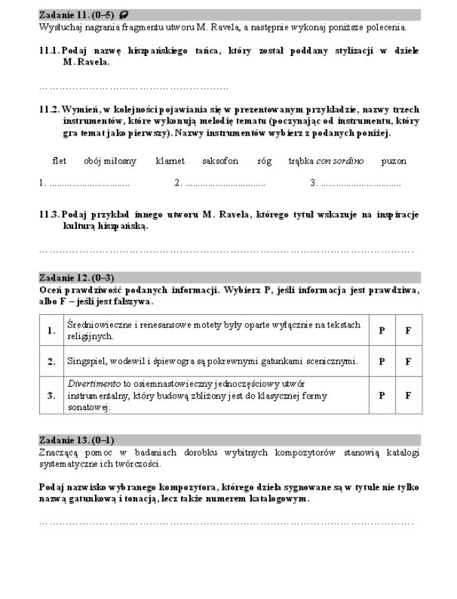 Historia muzyki matura