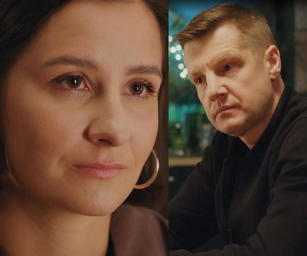 Kolaż przedstawiający aktorkę Amandę Mincewicz jako Agnes i aktora Rafała Mroczka jako Pawła, oboje z serialu M jak miłość. Twarz Agnes wyraża smutek, Paweł patrzy w bok. Zdjęcie ilustruje dramat bezpłodnej Agnes i konflikt z Pawłem, o którym przeczytasz na Super Seriale.