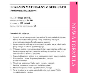 Matura 2018 - Geografia poziom rozszerzony. Arkusze egzaminacyjne