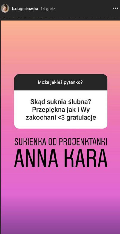 Katarzyna Grabowska na Instagramie o ślubie