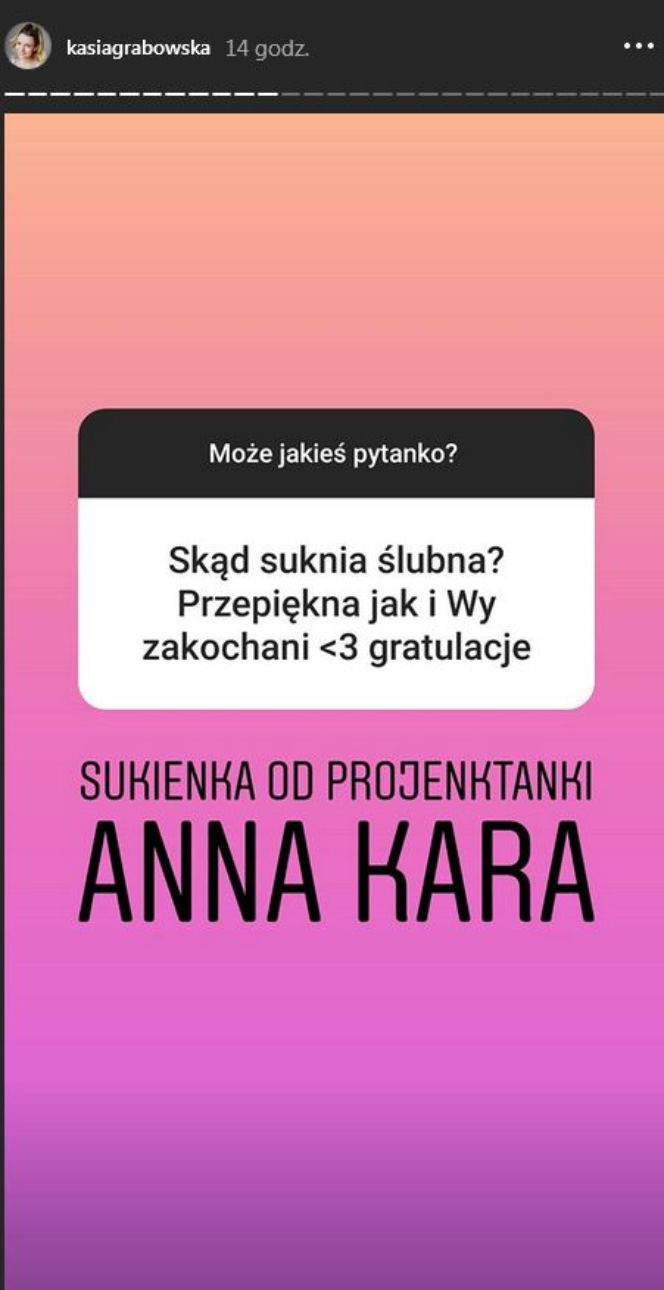 Katarzyna Grabowska na Instagramie o ślubie